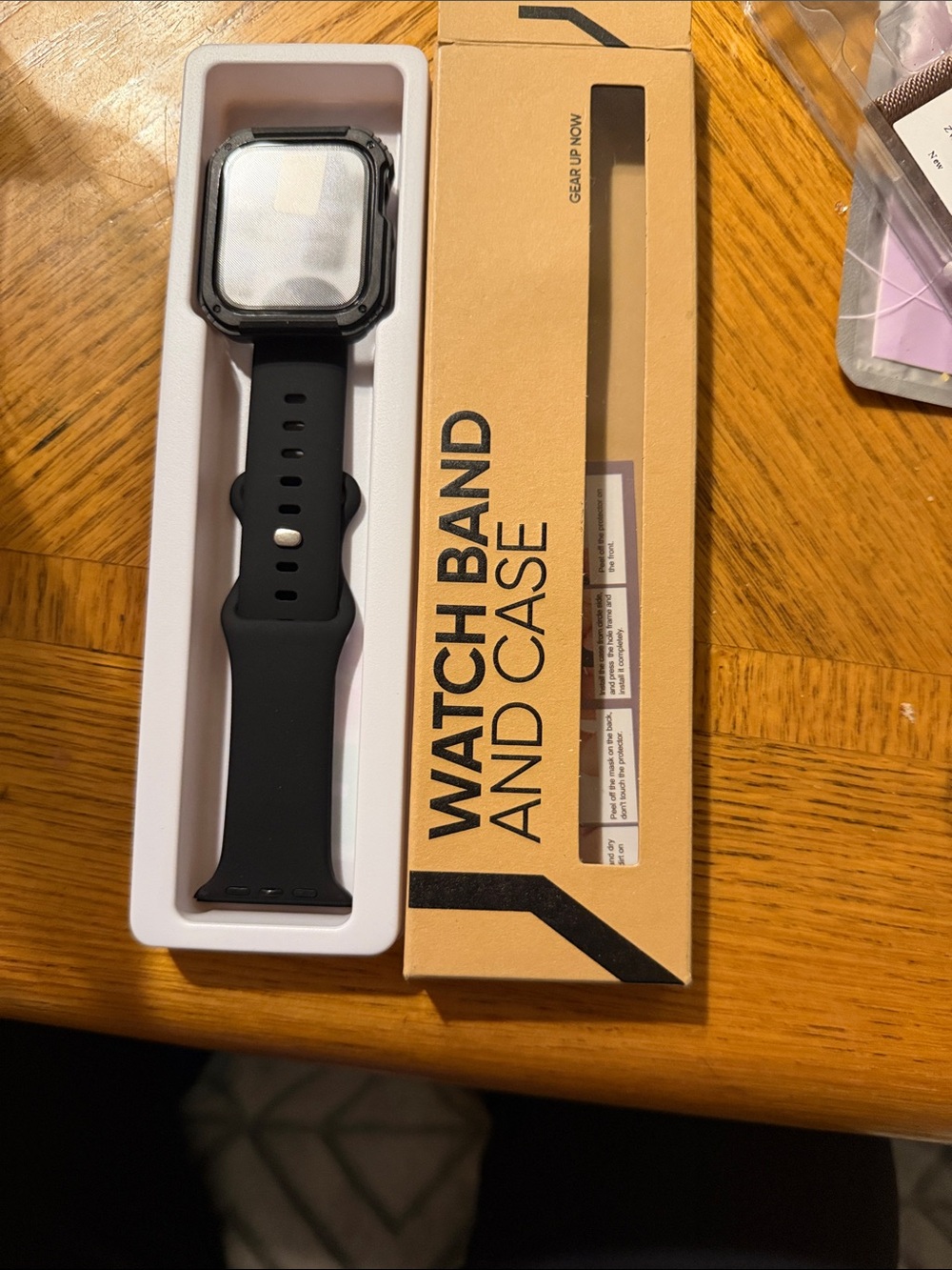 Black Silicone Smartwatch Band with Protective Case